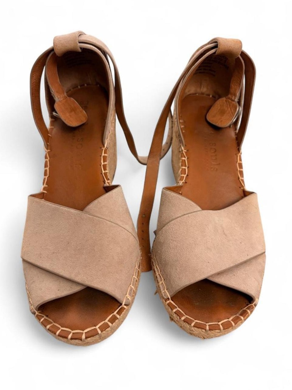 Gentle Souls tan & brown wedge sandals